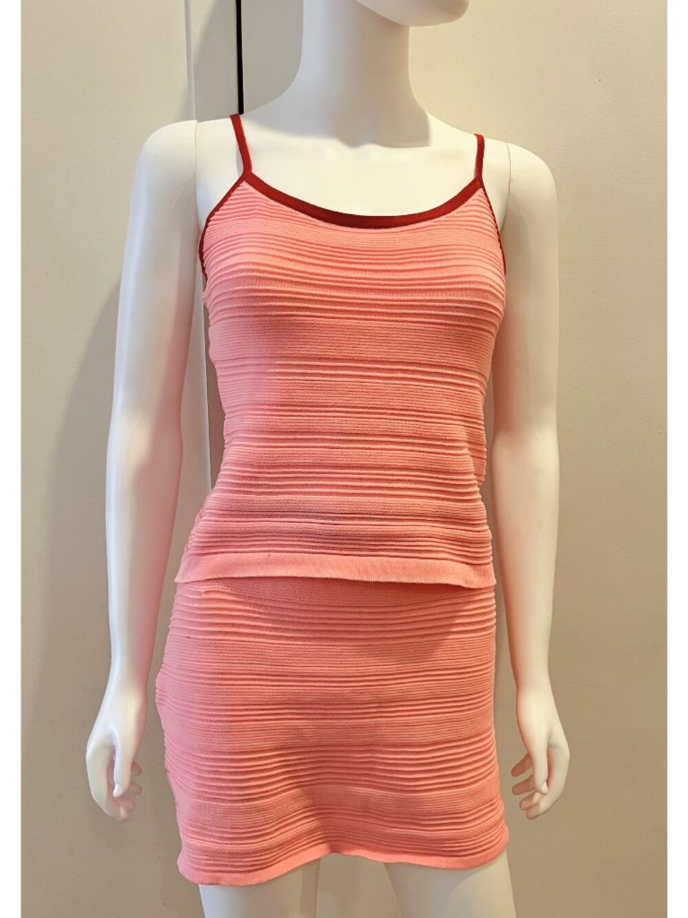 Y2K Pink Ribbed Knit 2-Piece Cami & Skirt Set, Kapri Dupe, M